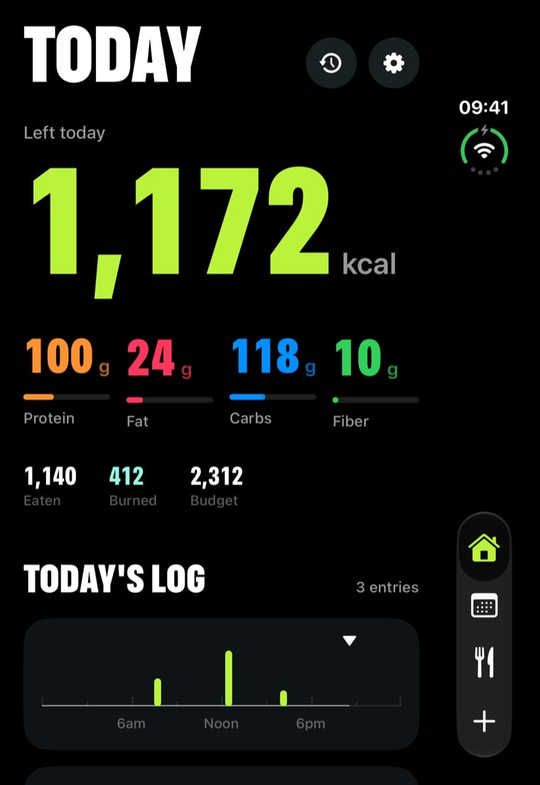 CalorieFlow Home on the folded iPhone Duo's outer screen showing 1,172 kcal left
